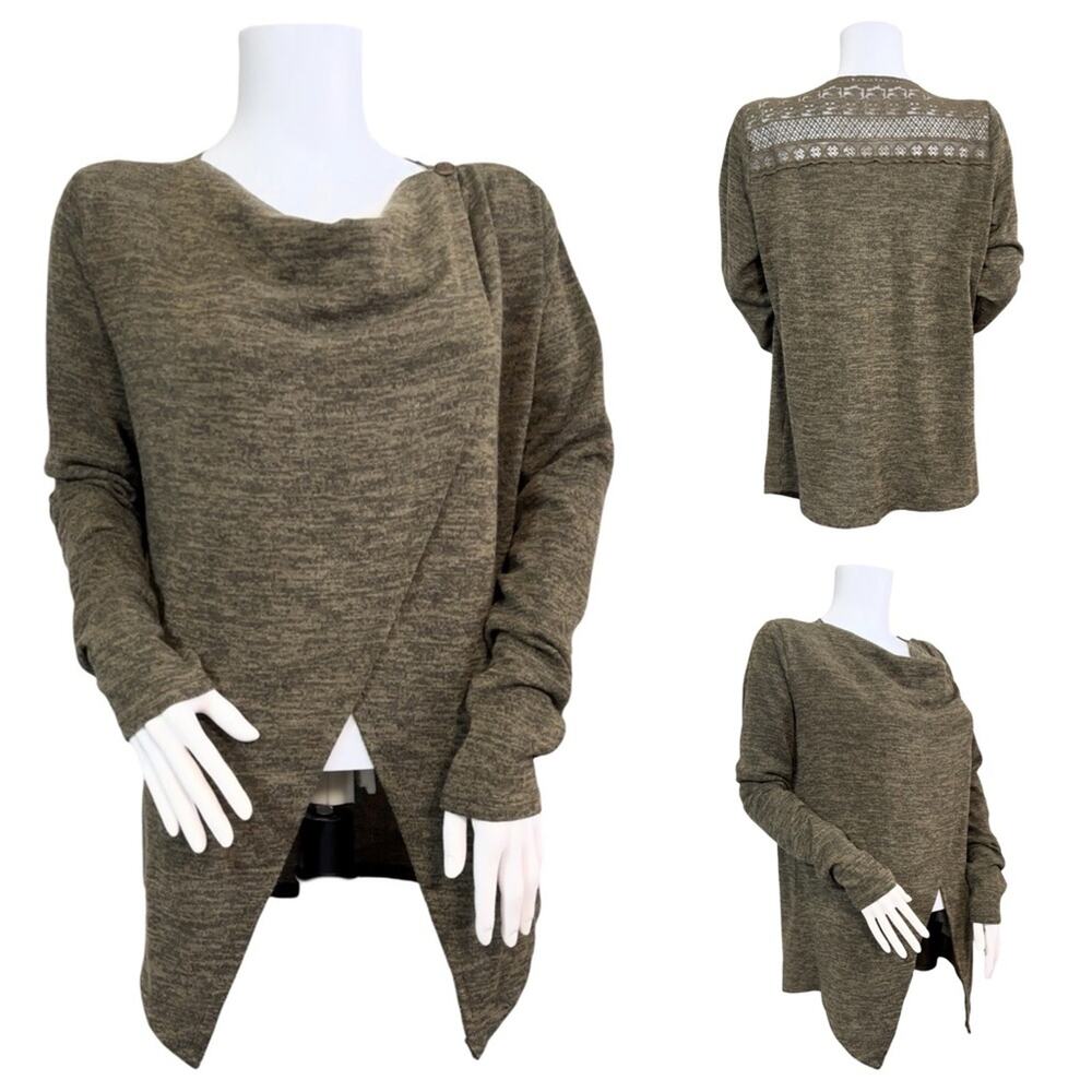 #T75B NWOT Maurices Cross Front Open Back Detail Sweater Cardigan SZ M $48